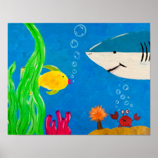 Poster Happy Shark Paint Print