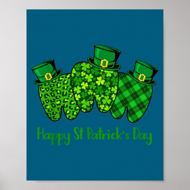 Poster Happy St Patrick's Day Dental Istant Tooth Irish G (Devant)