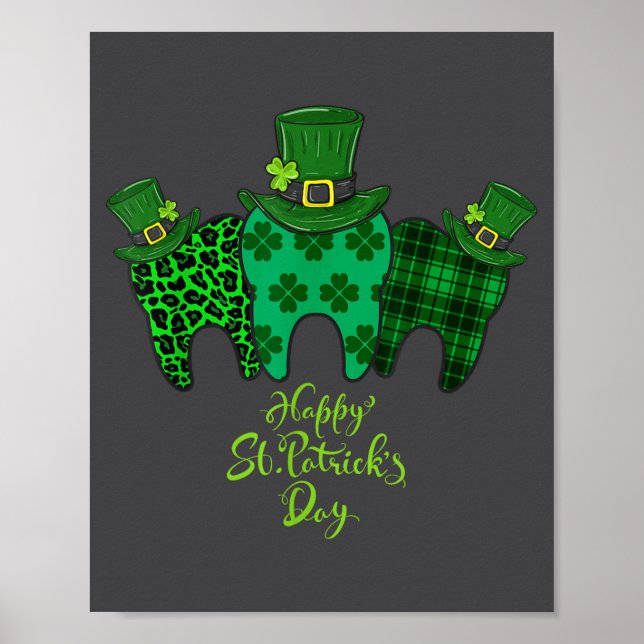 Poster Happy St Patrick's Day Dental Istant Tooth Patrick (Devant)