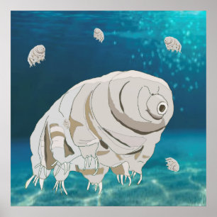 Poster Happy Tardigrade floating under water