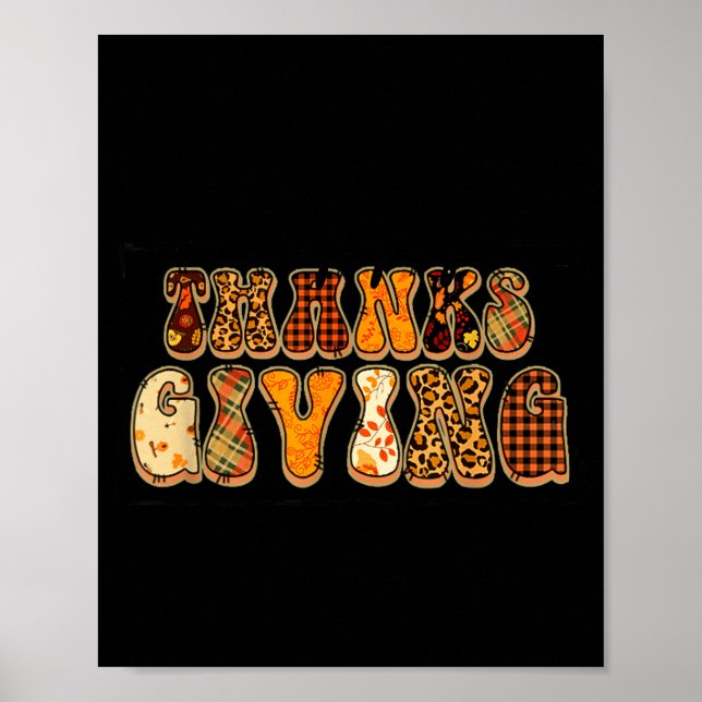Poster Happy Thanksgiving For Turkey Day Family Dinner Th (Devant)