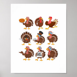 Poster Happy Thanksgiving Turkey Day Girls Boys