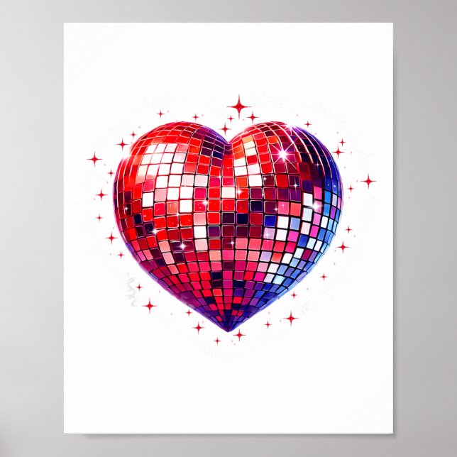 Poster Happy Valentine's Day Funny Coquette Red Disco Bal (Devant)