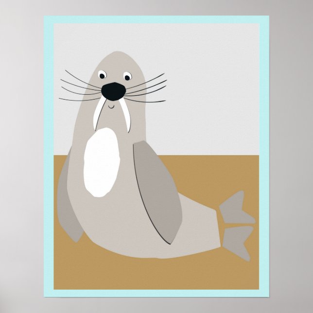 Poster Happy Walrus Colorblock (Devant)