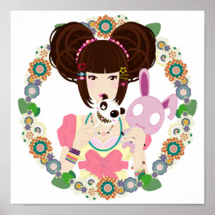 Poster Harajuku Girl Yuriko - bordé