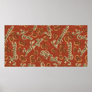 Poster Haricots de café et typographie couteaux de grung