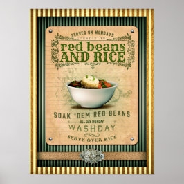 Poster Haricots rouges et riz Nouvelle-Orléans Cajun