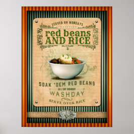 Poster Haricots rouges et riz Nouvelle-Orléans Cajun