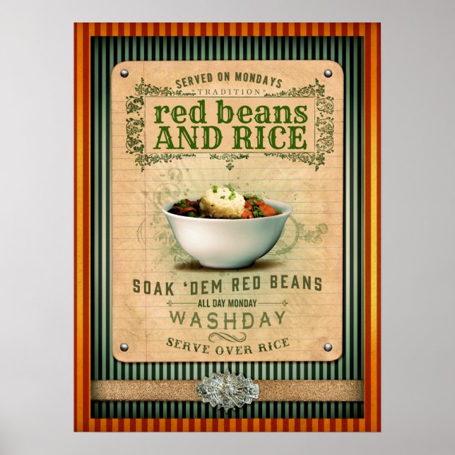 Poster Haricots rouges et riz Nouvelle-Orléans Cajun (Devant)