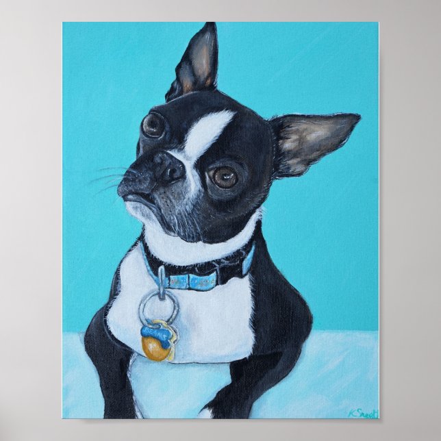 Poster Haricots the Boston Terrier Painting (Devant)