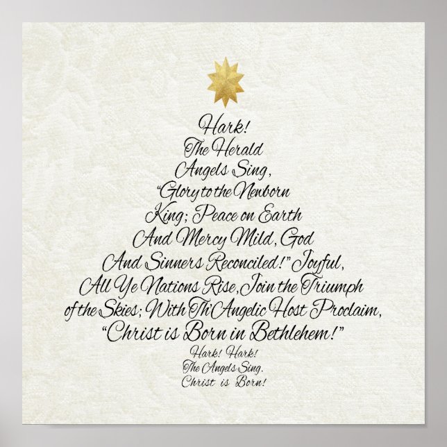 Poster Hark the Herald Angels chanter l'arbre de Noël (Devant)