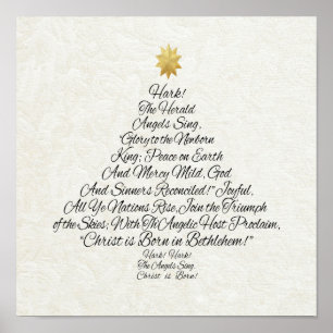 Poster Hark the Herald Angels chanter l'arbre de Noël