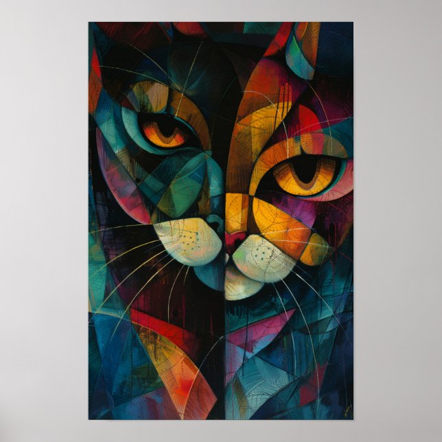 Poster Harlequin Chats : Whimsscirque couleur Art (Devant)
