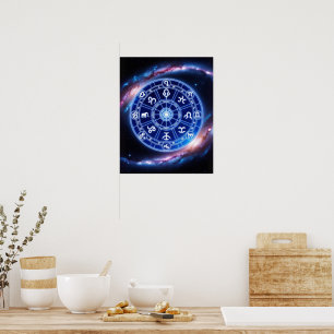 Poster Harmonie céleste Zodiac Mandala   OEuvre murale co