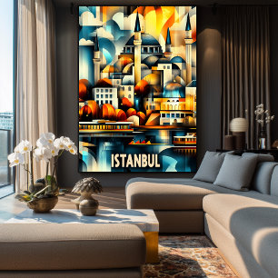 Poster Harmonie Cubiste d'Istanbul – Art de Paysage Urbai