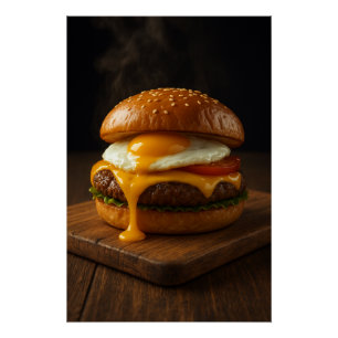 Poster Harmonie Dorée – Le Cheeseburger Gourmet Parfait