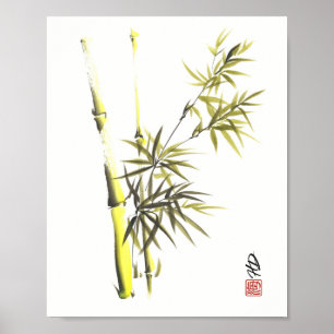 Poster Harmonie Douce de Bambou Art au Pinceau Chinois