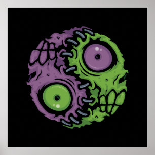 Poster Harmonie undead : Symbole Zombie Yin Yang