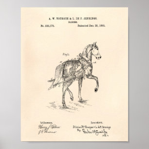 Poster Harnais de cheval 1885 Brevet Art Vieux Poivre