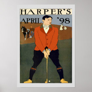 Poster Harpers de couverture vintage Golf Magazine