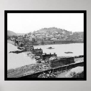 Poster Harpers Ferry, WV Railroad Bridge Ruins 1862