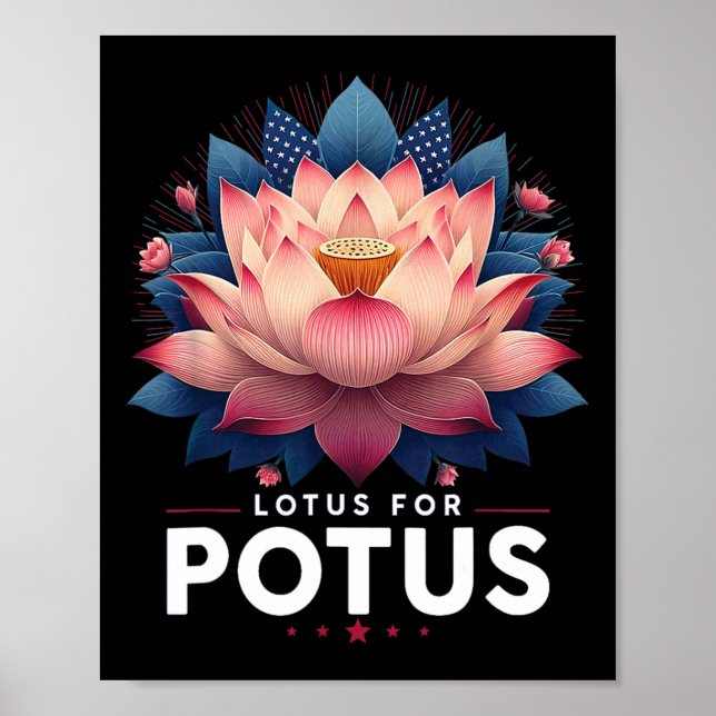 Poster Harris 2024 Lotus Pour Potus Trending President (Devant)