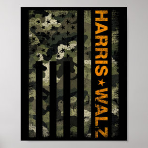 Poster Harris 2024 Président Usa Camouflage Dudes Walz Wa