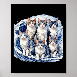 Poster Harris Blue Cats Wave - Drôle Pour Les Propriétair