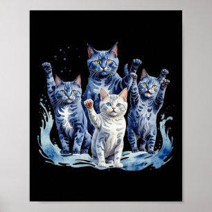 Poster Harris Blue Cats Wave - Drôle pour les propriétair
