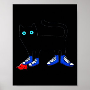 Poster Harris Chat Portant une toile bleue Chaussures Éch
