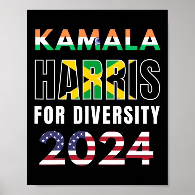 Poster Harris Inde Jamaïque Drapeau Diversité 2024 (Devant)