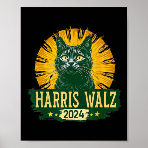 Poster Harris Waltz 2024 Humour Cat Election Kamala Harri