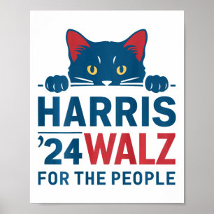 Poster Harris Waltz 2024 Pour Les Gens Drôle Chat Lady Ka