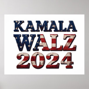Poster Harris Walz Élection 2024 Kamala Tim Waltz