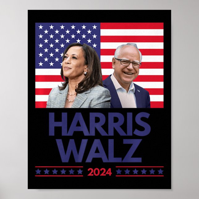 Poster Harris Walz Election Kamala Harris Tim Waltz Ameri (Devant)