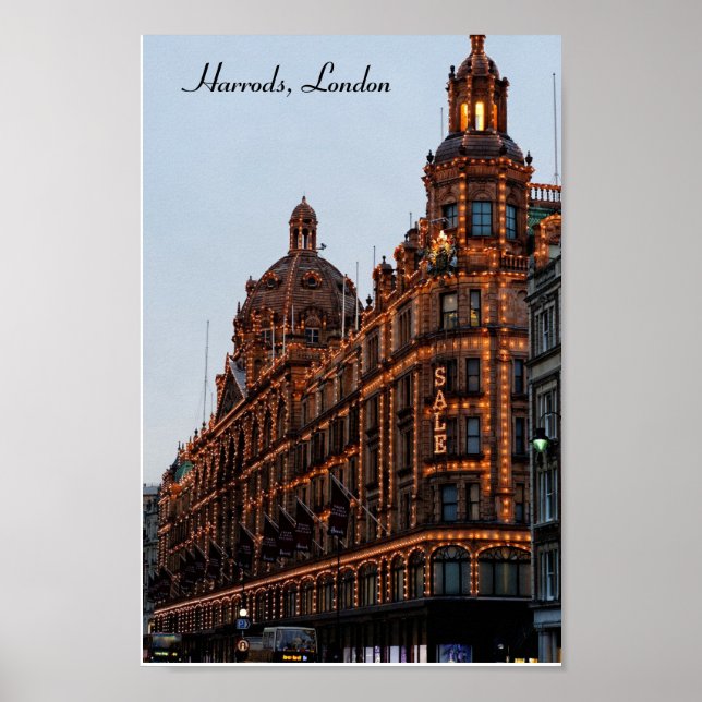 Poster Harrods, London Night Lights (Devant)
