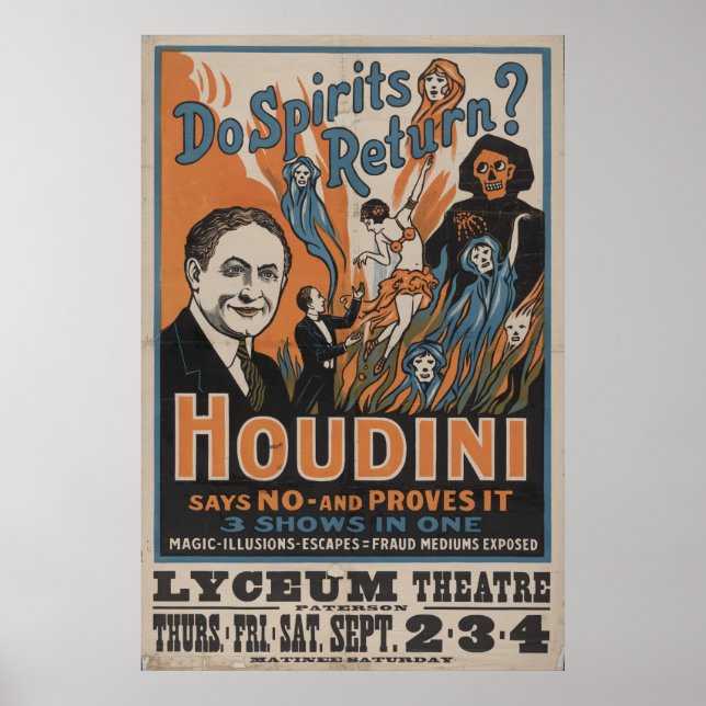 Poster Harry HOUDINI Mentalist VAUDEVILLE (Devant)