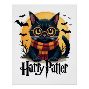 Poster Harry Pawter Sorcière Chat Noir Halloween Film Drô