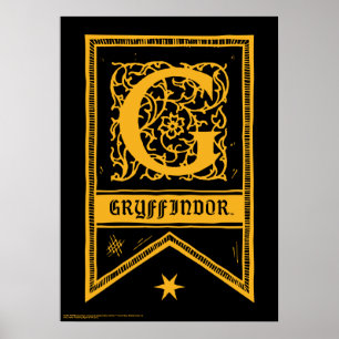 Poster Harry Potter   Bannière monogramme de Gryffindor