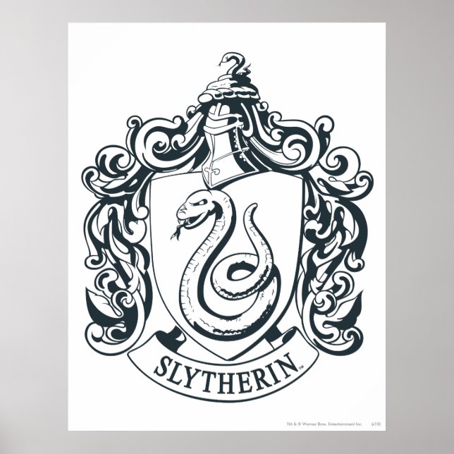 Poster Harry Potter | Blason de Serpentard - Noir et Blan (Devant)