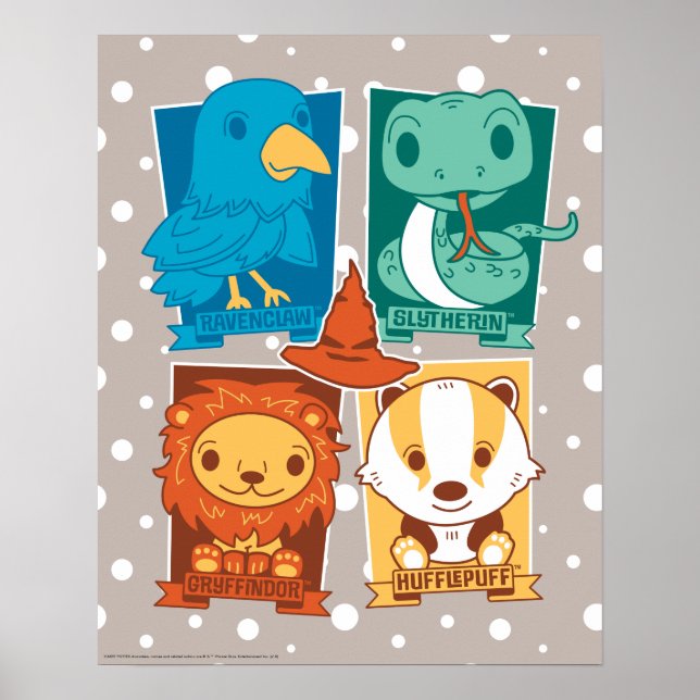 POSTER HARRY POTTER™ | CARTOON HOGWARTS™ MAISONS (Devant)