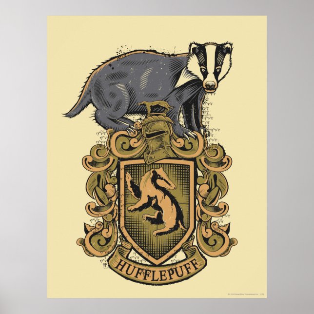 Poster Harry Potter | Cimier de Hufflepuff avec Badger (Devant)