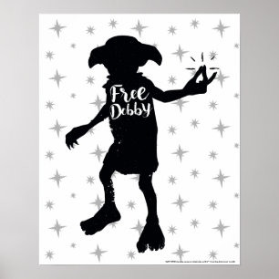 Poster Harry Potter   "Free Dobby" Silhouette Typographie
