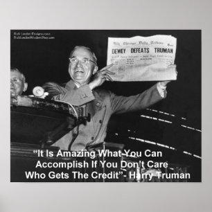 Poster Harry Truman tenant un journal “Dewey aime Truman