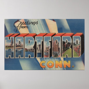 Poster Hartford, Connecticut - Scènes de grandes lettres