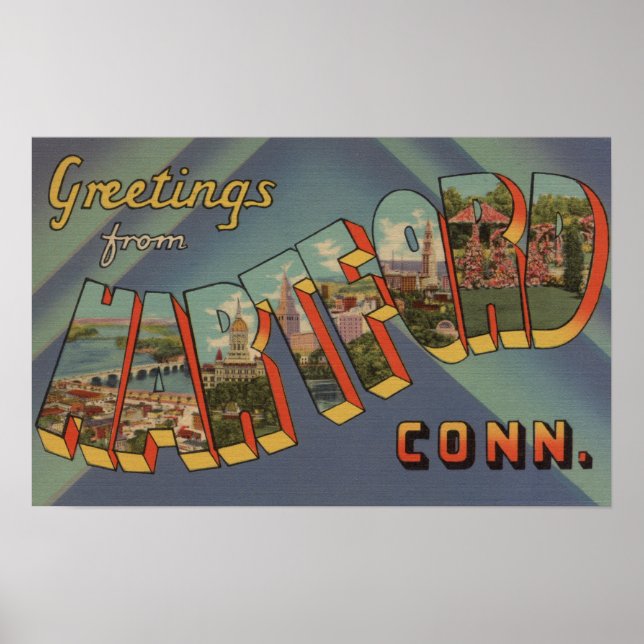 Poster Hartford, Connecticut - Scènes de grandes lettres (Devant)
