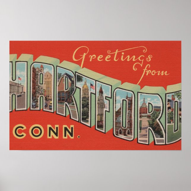 Poster Hartford, Connecticut - Scènes de grandes lettres  (Devant)