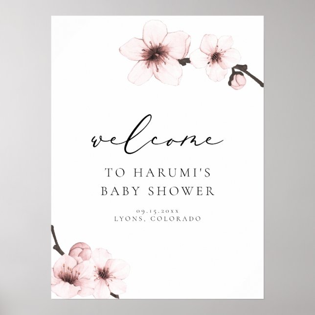 Poster HARUMI Sakura Cherry Blossom Baby shower Bienvenue (Devant)