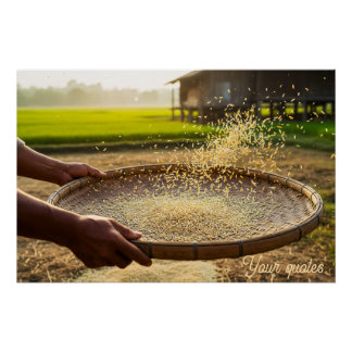 Poster Harvest Grain, Rice Field