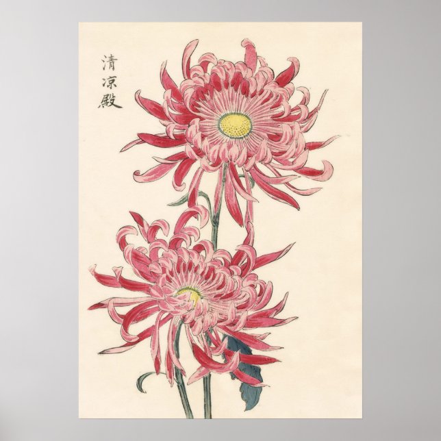 Poster Hasegawa Chrysanthemum Bois Block Imprimer #171 (Devant)